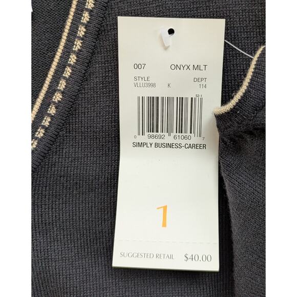 NEW Villager Woman Liz Claiborne Sleeveless Sweater XL Black Tan Shell V-Neck - Picture 8 of 9